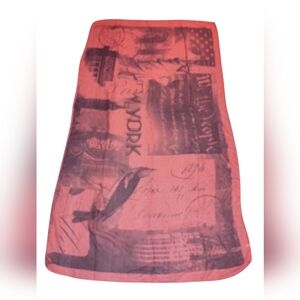 100 % Viscose Wrap, shawl, scarf Salmon background/gray print. We the Pe…